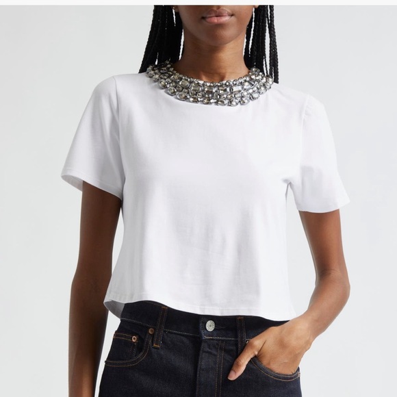 Cinq a Sept White Top with Silver Embellishments - Picture 1 of 7